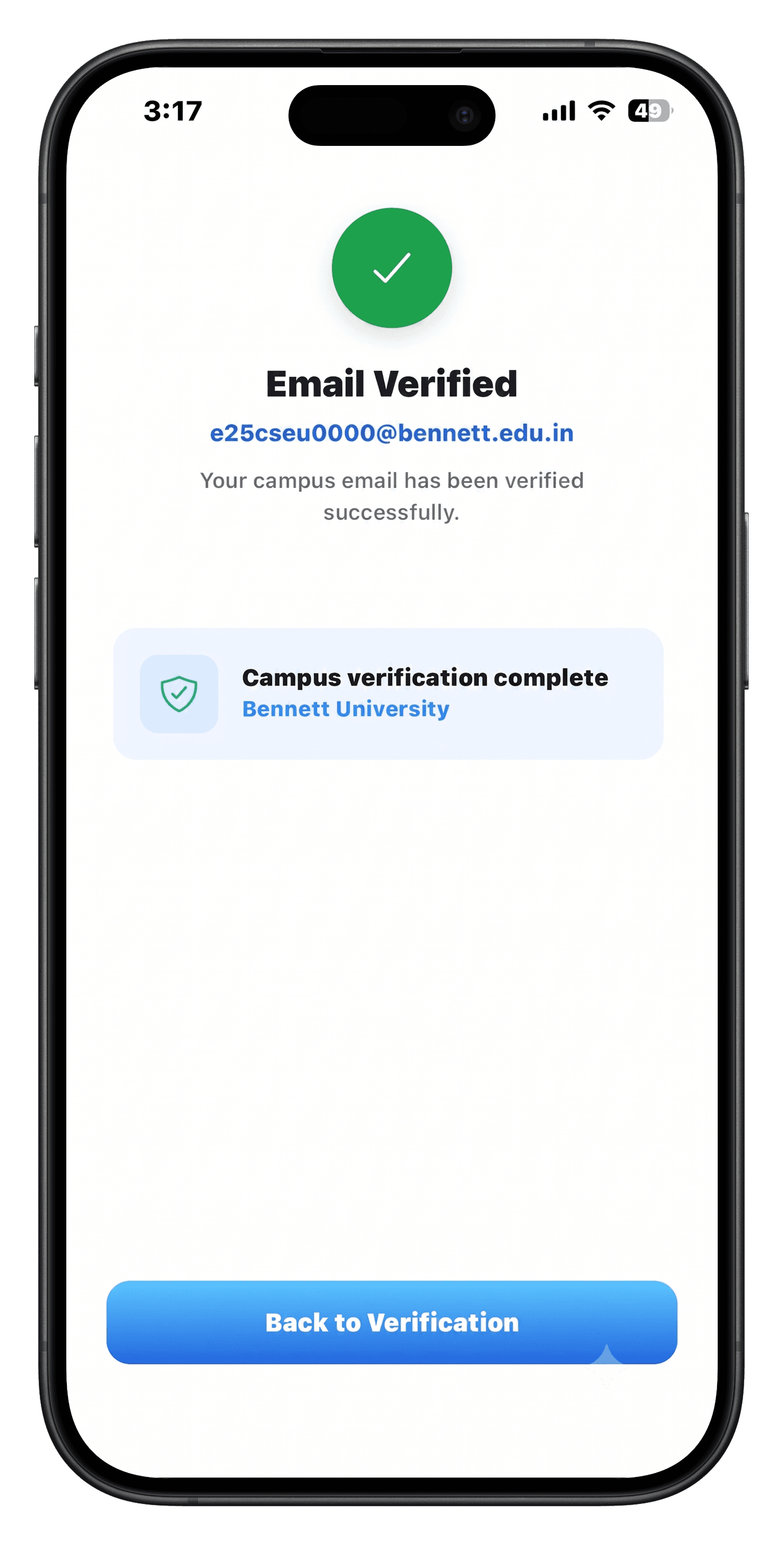 Syinq student email verification screen