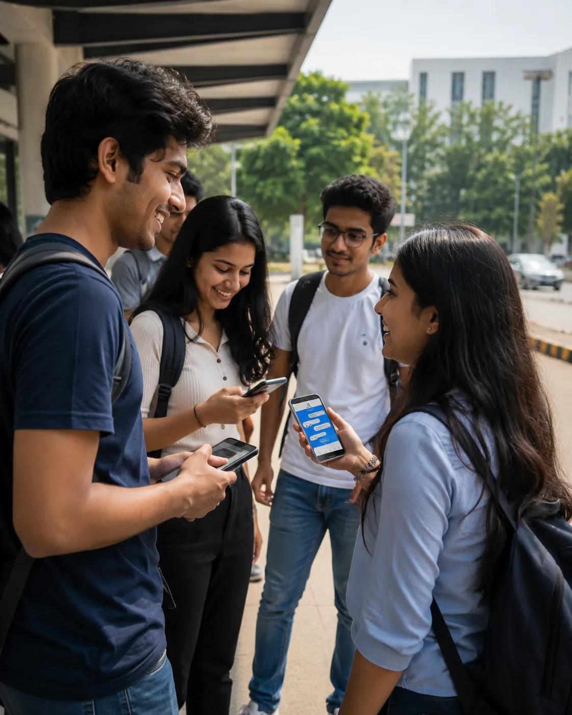 Verified campus students coordinating a shared ride on the Syinq app